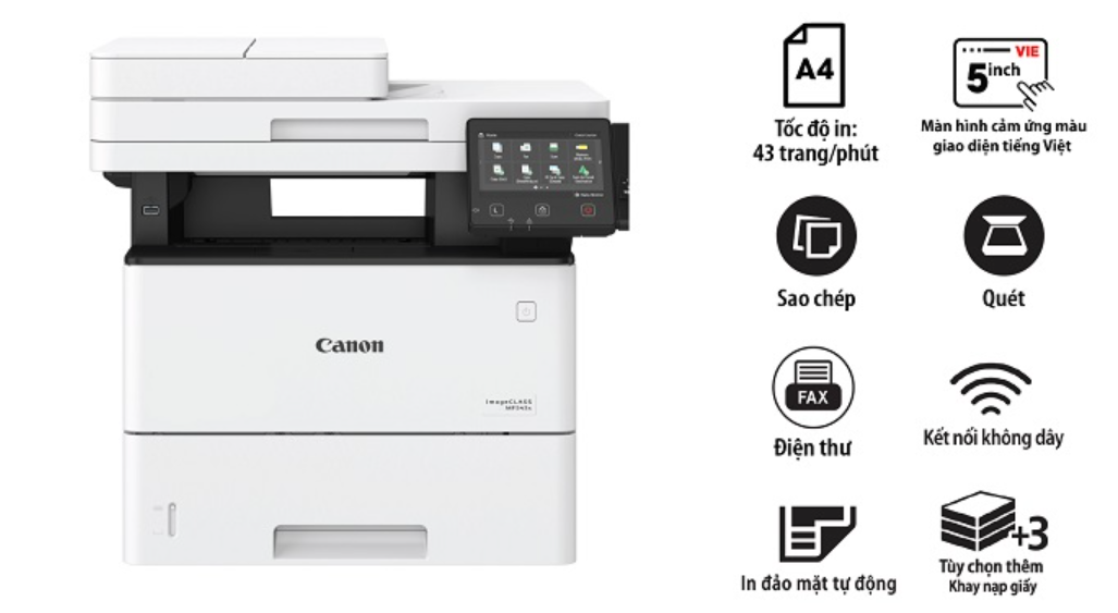 Máy In Đa Năng Canon MF543X In Scan Copy Fax Tốc Độ 43 Trang/Phút