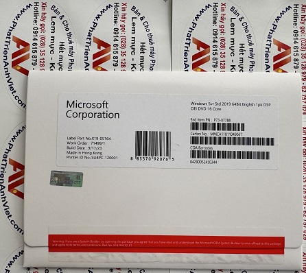 Windows Server 2019 Standard, P73-07788, phần mềm bản quyền máy chủ