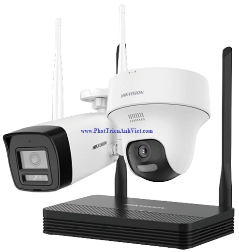 Bộ Kit Camera Hikvision DS-J142I/NKS424W02H 4MP Wifi 6 Trọn Gói
