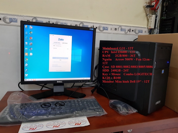 Bộ máy vi tính để bàn Desktop mới G31 E8400 Ram 2GB SSD 240GB có màn hình LCD Dell 19 inch