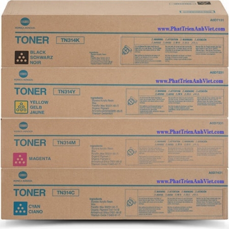 Bộ Mực Konica Minolta A0D7121 TN314KI A0D7221 TN314Y A0D7321 TN314M A0D7421 TN314C Cho Máy C353 C353P