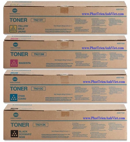 Bộ Mực Konica Minolta A0D7122 TN213K A0D7222 TN213Y A0D7322 TN213M A0D7422 TN213C Cho Máy C203/C253