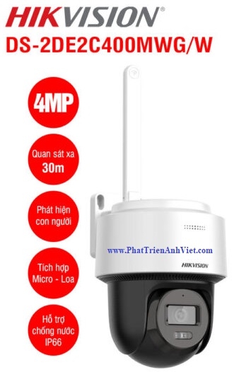 Camera Hikvision DS-2DE2C400MWG/W 4MP Wifi 6 PTZ Mini