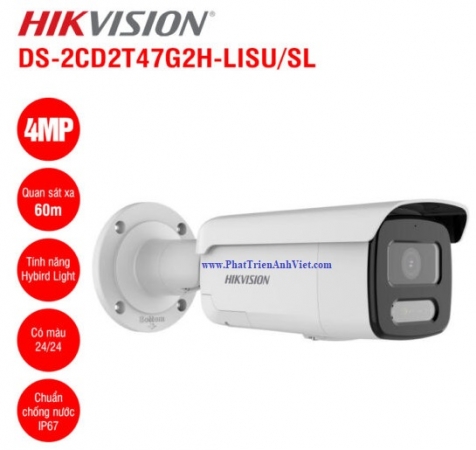 Camera IP 4MP Hikvision DS-2CD2T47G2H-LISU/SL