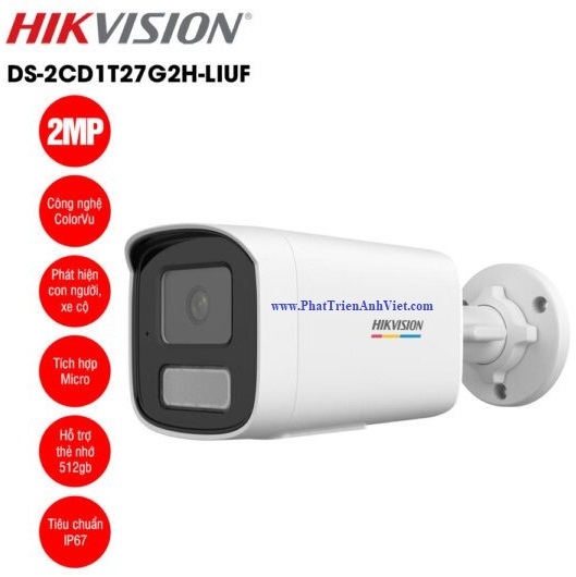 Camera IP ColorVu 2.0 Megapixel HIKVISION DS-2CD1T27G2H-LIUF