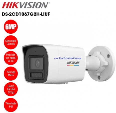 Camera IP ColorVu 6.0 Megapixel HIKVISION DS-2CD1067G2H-LIUF
