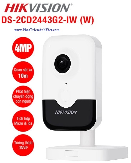Camera IP Cube Wifi Hikvision DS-2CD2443G2-IW 4.0MP, AI Phát Hiện Người – Xe, Hồng Ngoại 10m