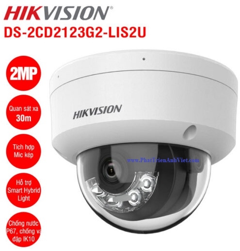 Camera IP Dome 2MP Hikvision DS-2CD2123G2-LIS2U