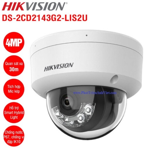Camera IP Dome 4MP Hikvision DS-2CD2143G2-LIS2U