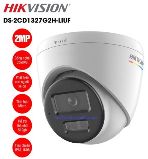 Camera IP Dome ColorVu 2.0 Megapixel HIKVISION DS-2CD1327G2H-LIUF