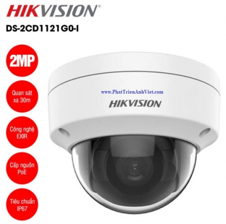 Camera IP Dome Hikvision DS-2CD1121G0-I 2.0MP Hồng Ngoại 30m IP67