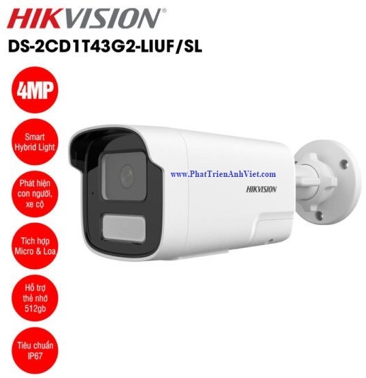 Camera IP hồng ngoại 4.0 Megapixel HIKVISION DS-2CD1T43G2-LIUF/SL