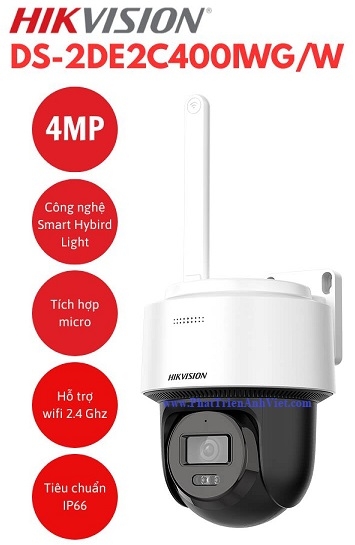 Camera IP PT Wifi Hikvision DS-2DE2C400IWG/W 4.0MP Quay Quét 345°