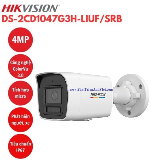 Camera IP thân trụ 4MP Hikvision DS-2CD1047G3H-LIUF/SRB