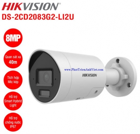 Camera IP thân trụ 8MP Hikvision DS-2CD2083G2-LI2U
