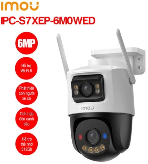Camera Wifi 2 Ống Kính Quay Quét IMOU IPC-S7XEP-6M0WED 6MP IP66 Wi-Fi 6 Full Color