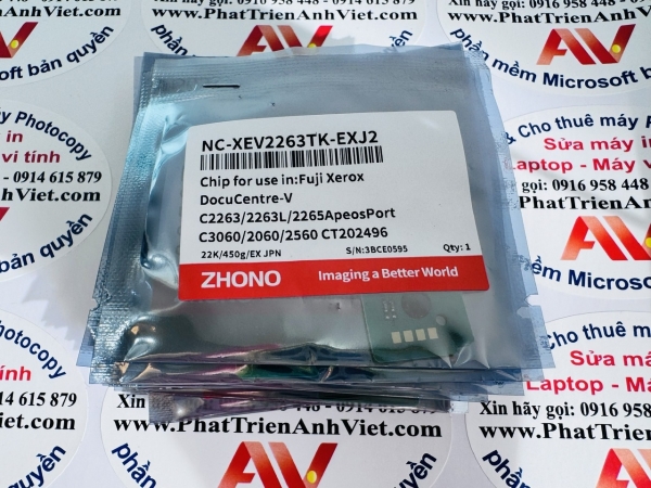 Chíp mực Đen reset tự động Fuji Xerox DocuCentre-V C2263 C2263L C2265 ApeosPort C3060 C2060 C2560 CT202496 NC-XEV2263TK-EXJ2
