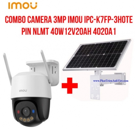 Combo Camera IMOU IPC-K7FP-3HOTE 3MP 4G + Pin NLMT 40W 40W12V20AH 4020A1 Hoạt Động 24 Giờ