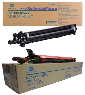 Cụm từ Developer Konica Minolta DV313K A7U403D DV313Y A7U408D DV313M A7U40ED DV313C A7U40KD Cho Bizhub C258 C308 C368