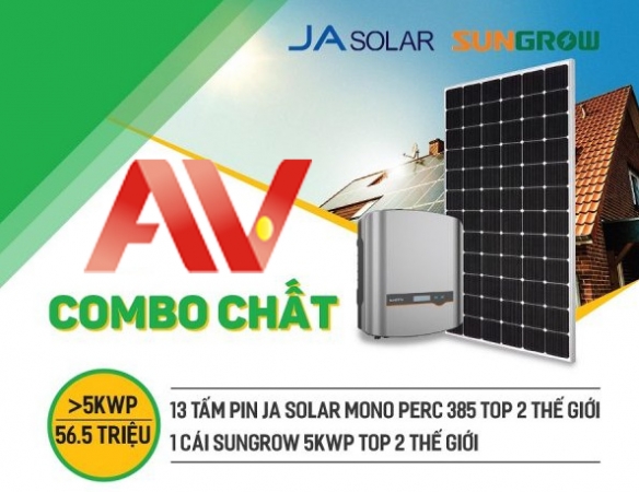 Hệ thống điện mặt trời 5KWP: 1 Inverter Sungrow 5kw Và 13 Tấm Pin JA Solar 380W