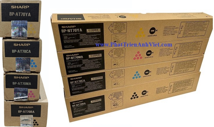 Hộp Mực Toner Cartridge Sharp BP-AT70BA BP-AT70CA BP-AT70MA BP-AT70YA For Use In BP-50C26 BP-50C31 BP-50C36 BP-50C45 BP-50C55 P-50C65 BP-70C31 BP-70C36 BP-70C45 BP-70C55 BP-70C65 Chính Hãng