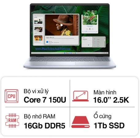 Laptop Dell Inspiron N5640 N6I7512W1-ICEBLUE Core 7 150U 16GB 1TB SSD MX570 2GB 16 inch 2.5K 120Hz Win 11 Office Vỏ nhôm 1Y