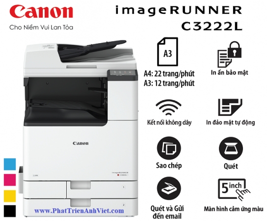 Máy photocopy Canon iR C3222L là thiết bị đa năng, in màu khổ A3