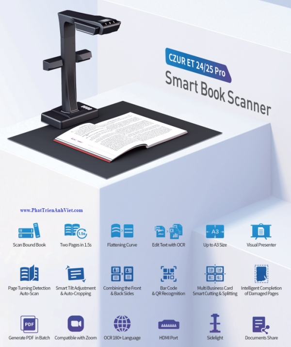Máy scan sách Czur ET25 Pro Incomparable Professional Book Scanner