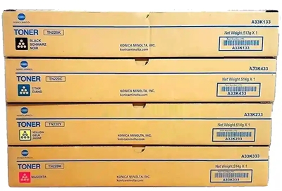 Mực Konica Minolta TN220K A33K192 TN220Y A33K292 TN220M A33K392 TN220C A33K492 Cho Bizhub C221–C364e