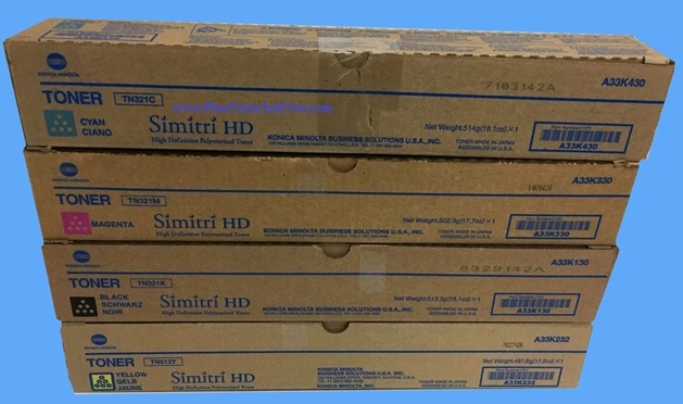 Mực Konica Minolta TN321K A33K190 TN321C A33K490 TN321M A33K390 TN321Y A33K290 Cho Máy C224e 284e 364e
