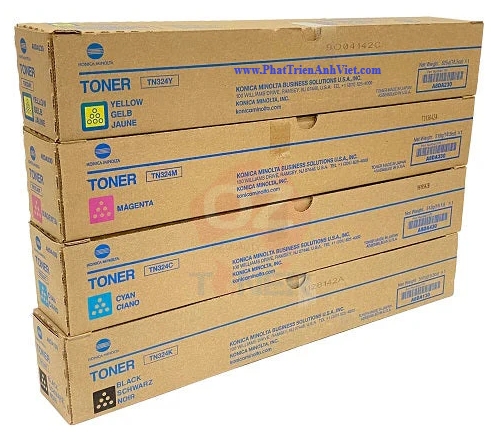 Mực Konica Minolta TN324K A8DA190 TN324Y A8DA290 TN324M A8DA390 TN324C A8DA490 Cho Bizhub C258 C308 C368