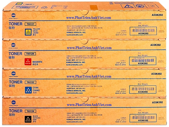 Mực Konica Minolta TN512K A33K192 TN512C A33K492 TN512M A33K392 TN512Y A33K292 Cho Máy C454e C554e C224e