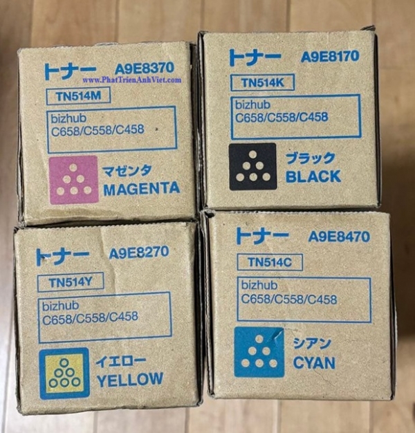 Mực Konica Minolta TN514K A9E8190 TN514Y A9E8290 TN514M A9E8390 TN514C A9E8490 Cho Máy Bizhub C458 C558 C658