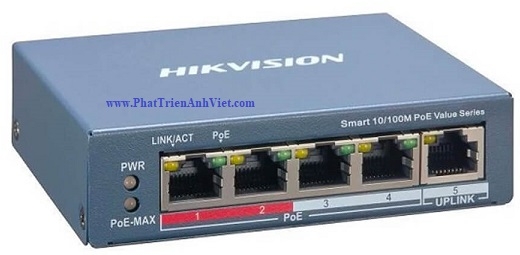 Switch PoE 4 Cổng 100M Quản Lý Cloud HIKVISION DS-3E1105P-EI/M