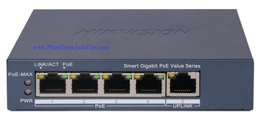 Switch PoE 4 Cổng Gigabit HIKVISION DS-3E1505P-EI/M 45W Quản Lý Cloud