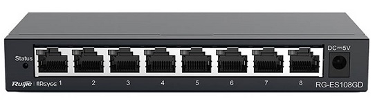Switch Ruijie RG-ES108GD 8 Cổng Gigabit Không Quản Lý – Nhỏ Gọn, Vỏ Kim Loại