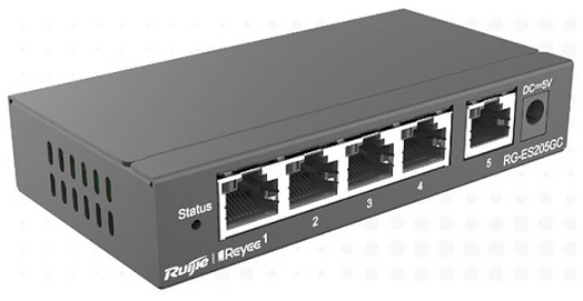 Switch Ruijie RG-ES205GC 5 Cổng Gigabit Quản Lý Đám Mây Không PoE